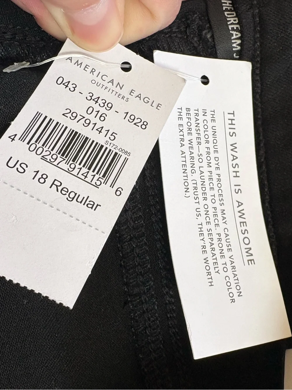 NWT American Eagle Curvy Super High-Rise Dream Jean Jegging - Black Size 18R